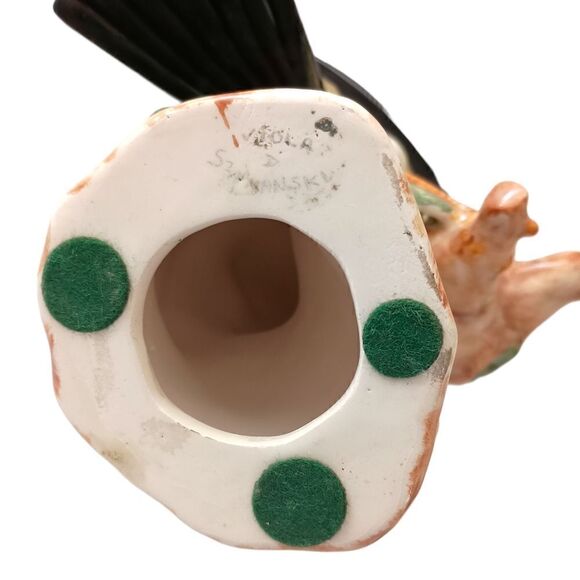 Vintage Goldfinch Bird Figurine Porcelain Handpainted Large 9" Signed By Artist. - Picture 4 of 16